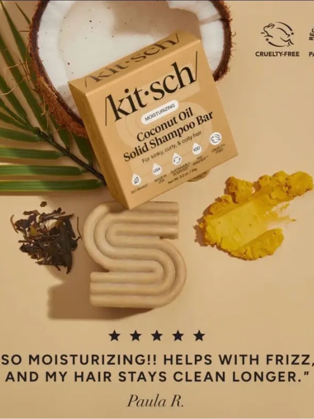 Kitsch Coconut Oil Solid Shampoo Bar - Tan - Picture 2 of 3
